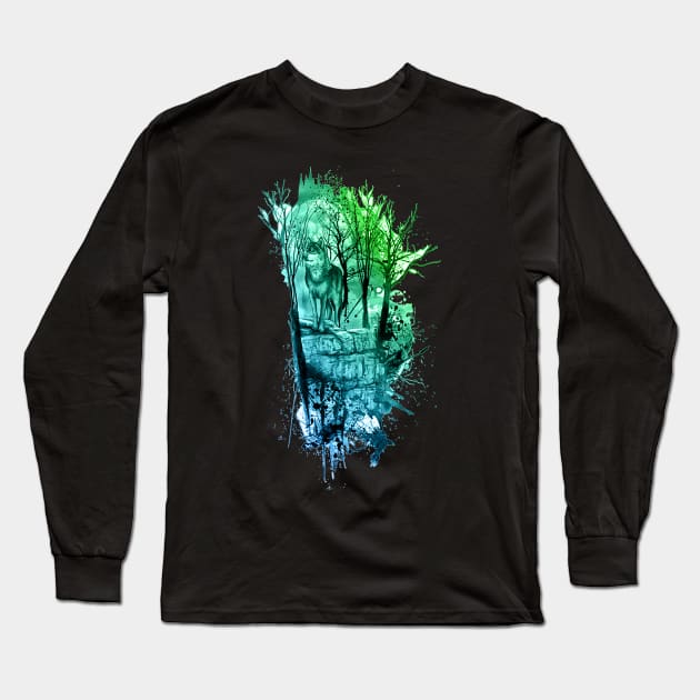 Enchanted Forest Design- Green/Blue Long Sleeve T-Shirt by StylishTayla